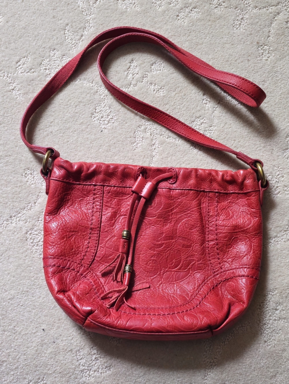 Fossil Drawstring Leather Bag